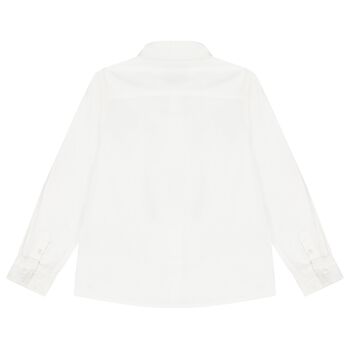 Boys White Teddy Bear Logo Shirt