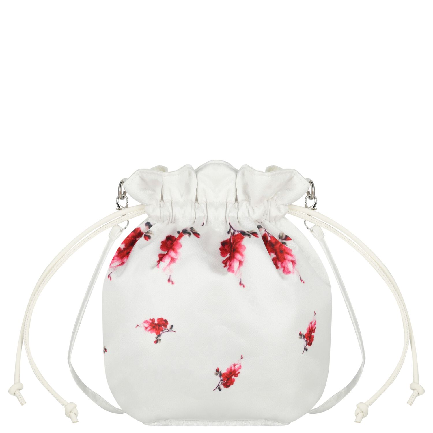 Girls Ivory Floral Satin Bag, 1, hi-res