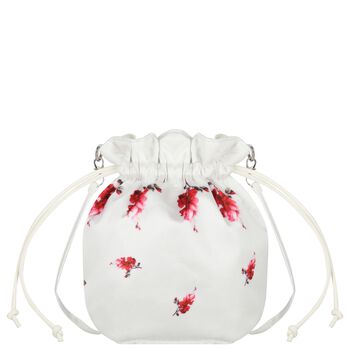 Girls Ivory Floral Satin Bag