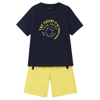 Boys Navy & Yellow Shorts Set