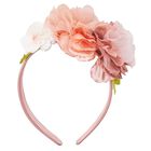 Girls Pink Flower Headband, 3, hi-res