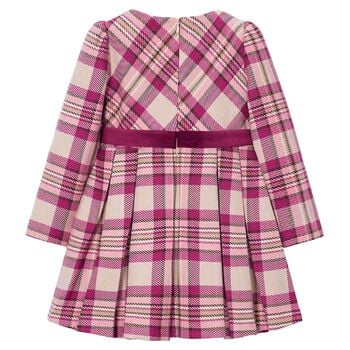 Girls Pink & Beige Plaid Dress