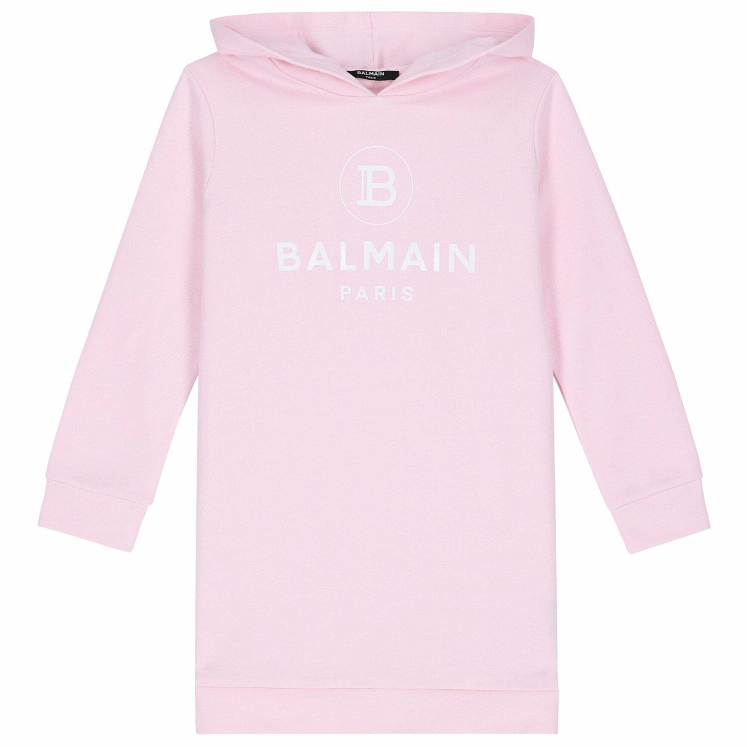 Girls Pink Hooded Logo Dress, 1, hi-res image number null