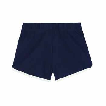 Girls Navy & White Logo Shorts