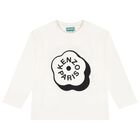 Girls White Boke Flower Logo Long Sleeve Top, 1, hi-res