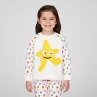 سويت شيرت أبيض بطبعة نجمة للفتيات الصغيرات, 1, hi-res