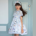 Girls Blue Butterfly Chiffon Dress, 1, hi-res