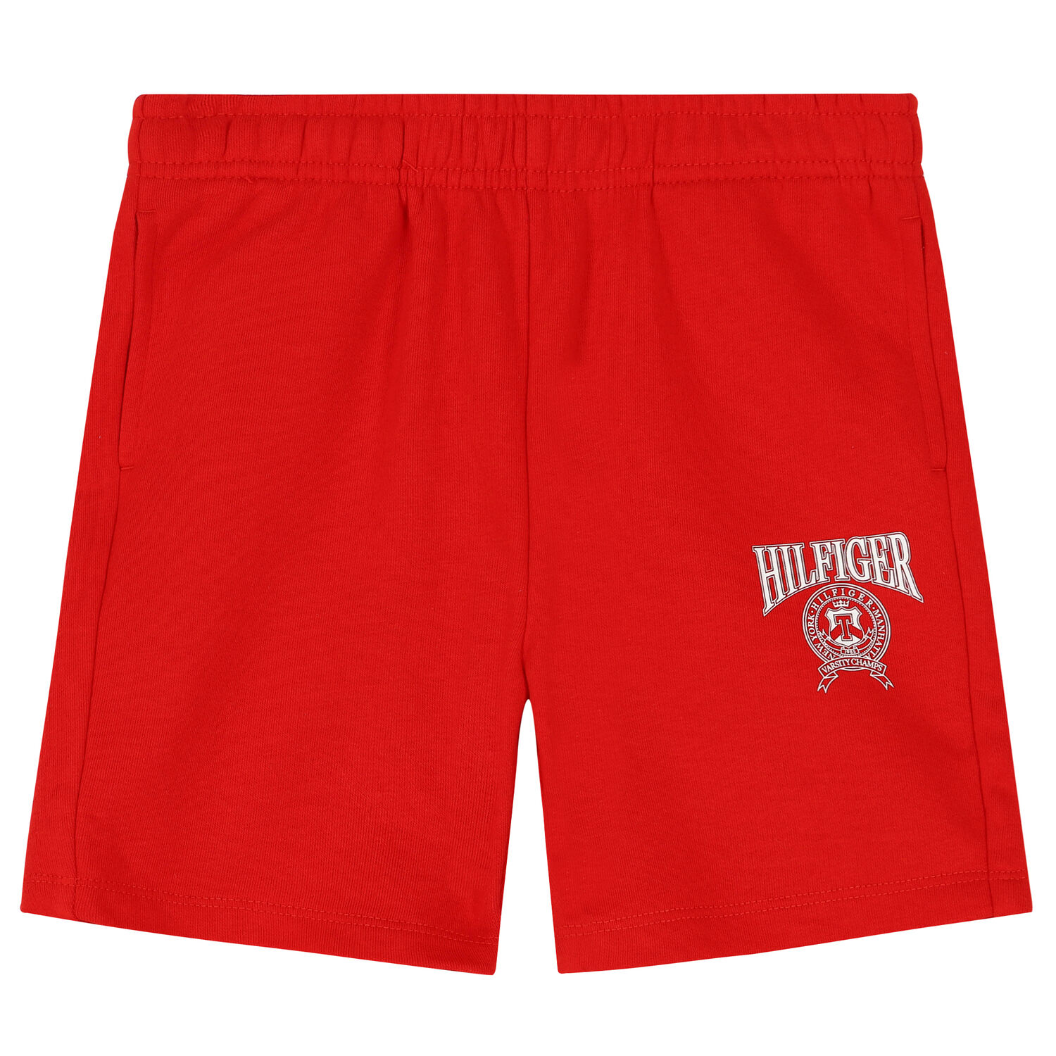 Boys Red Varsity Logo Shorts, 1, hi-res