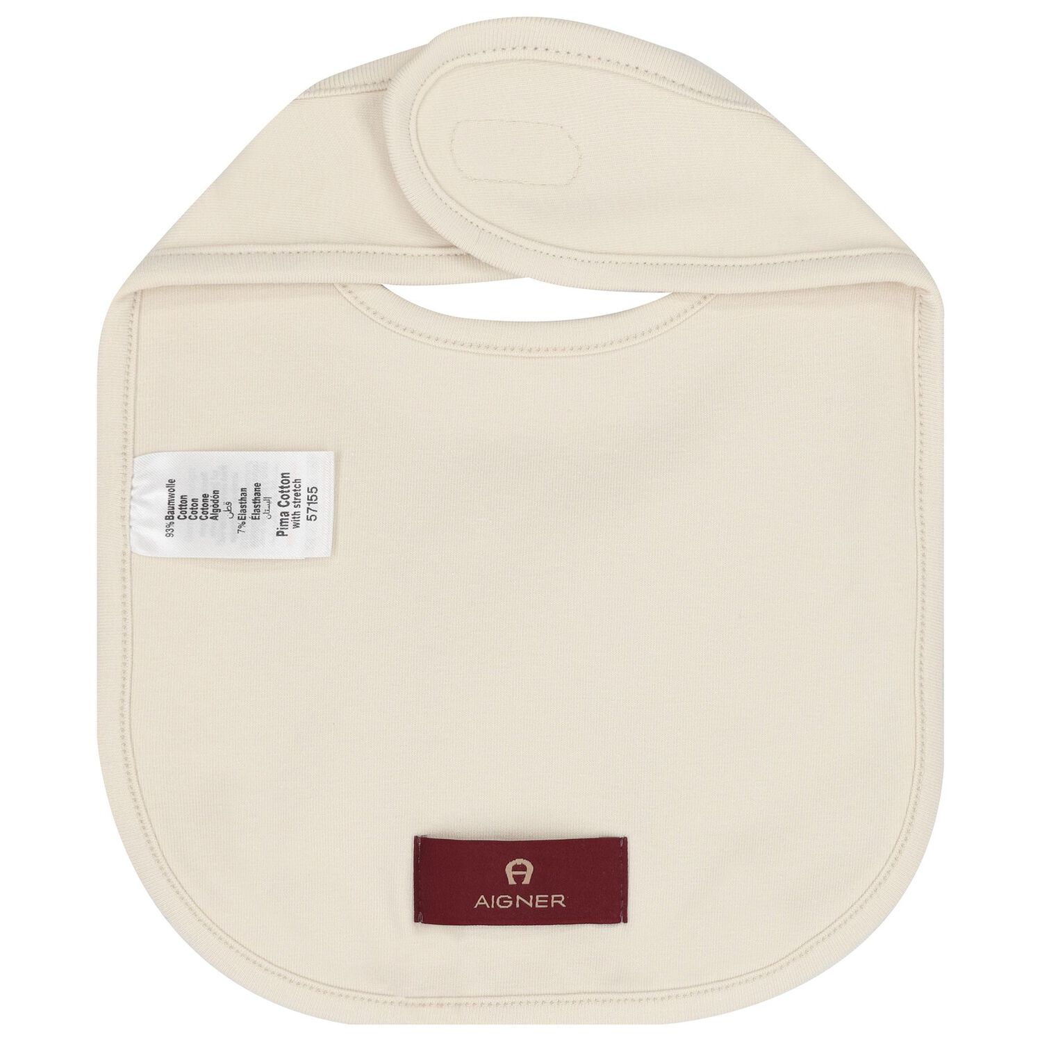 Beige Logo Baby Bib, 1, hi-res