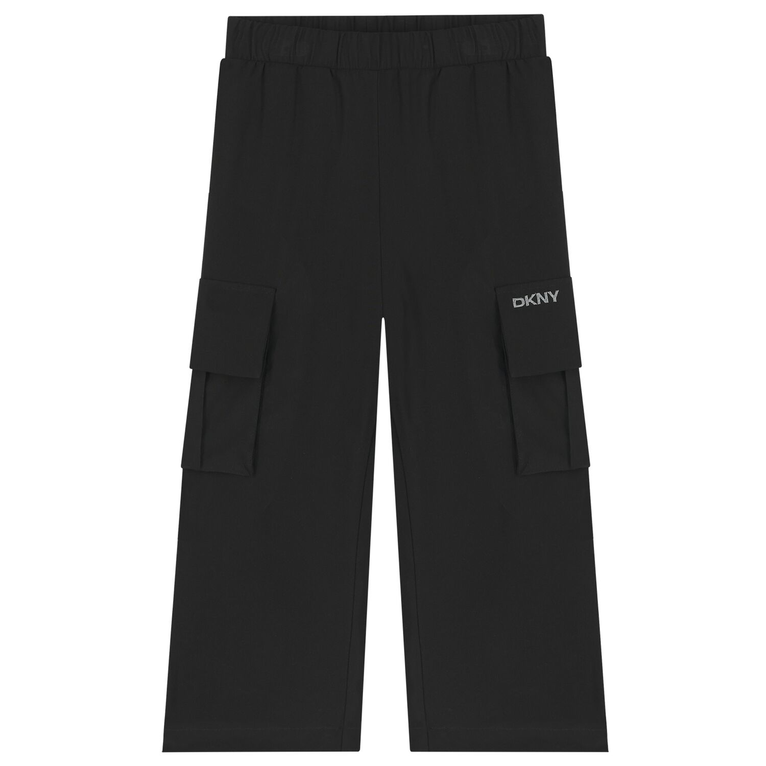 Girls Black Logo Trousers, 1, hi-res