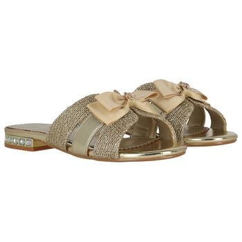 Girls Gold Embellished Sandals 