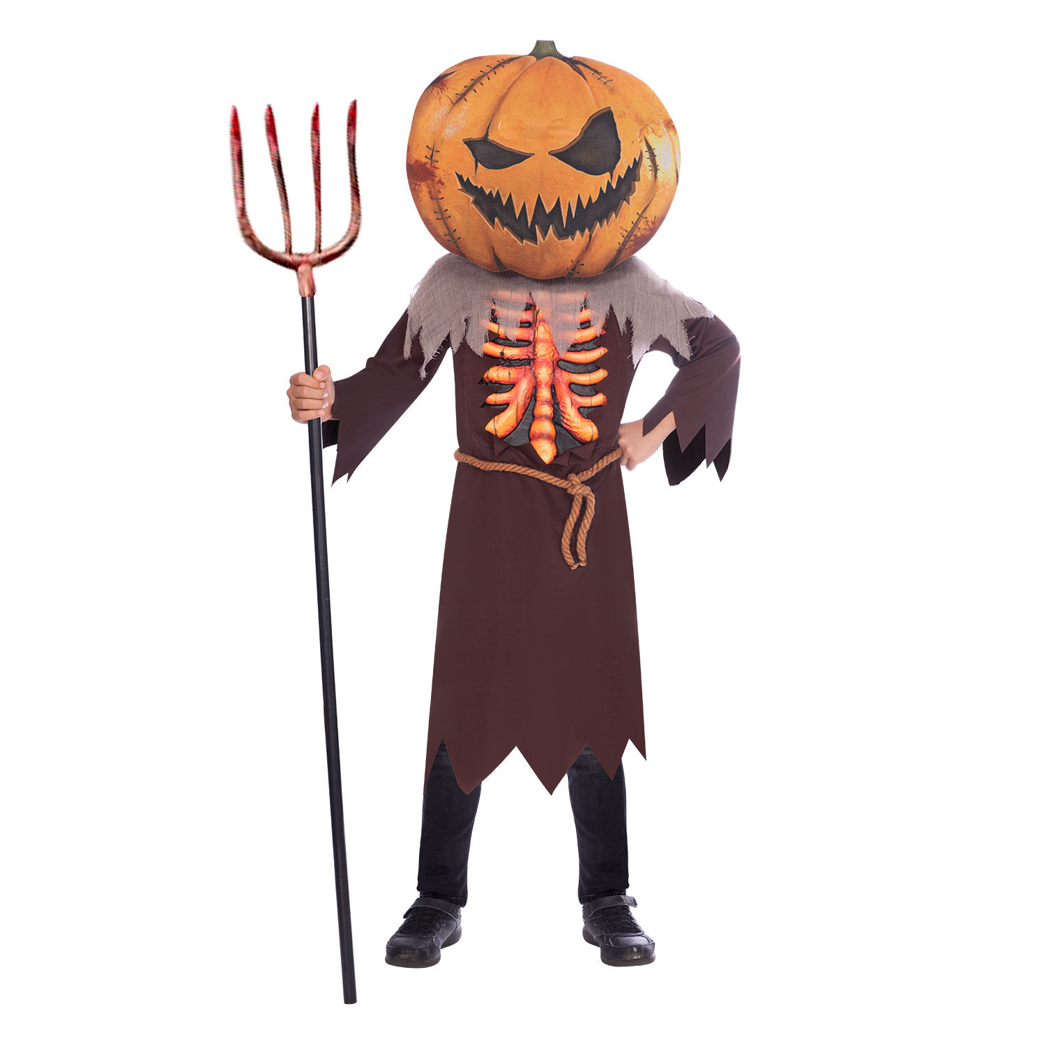 Boys Brown Scary Pumpkin Halloween Costume, 1, hi-res image number null