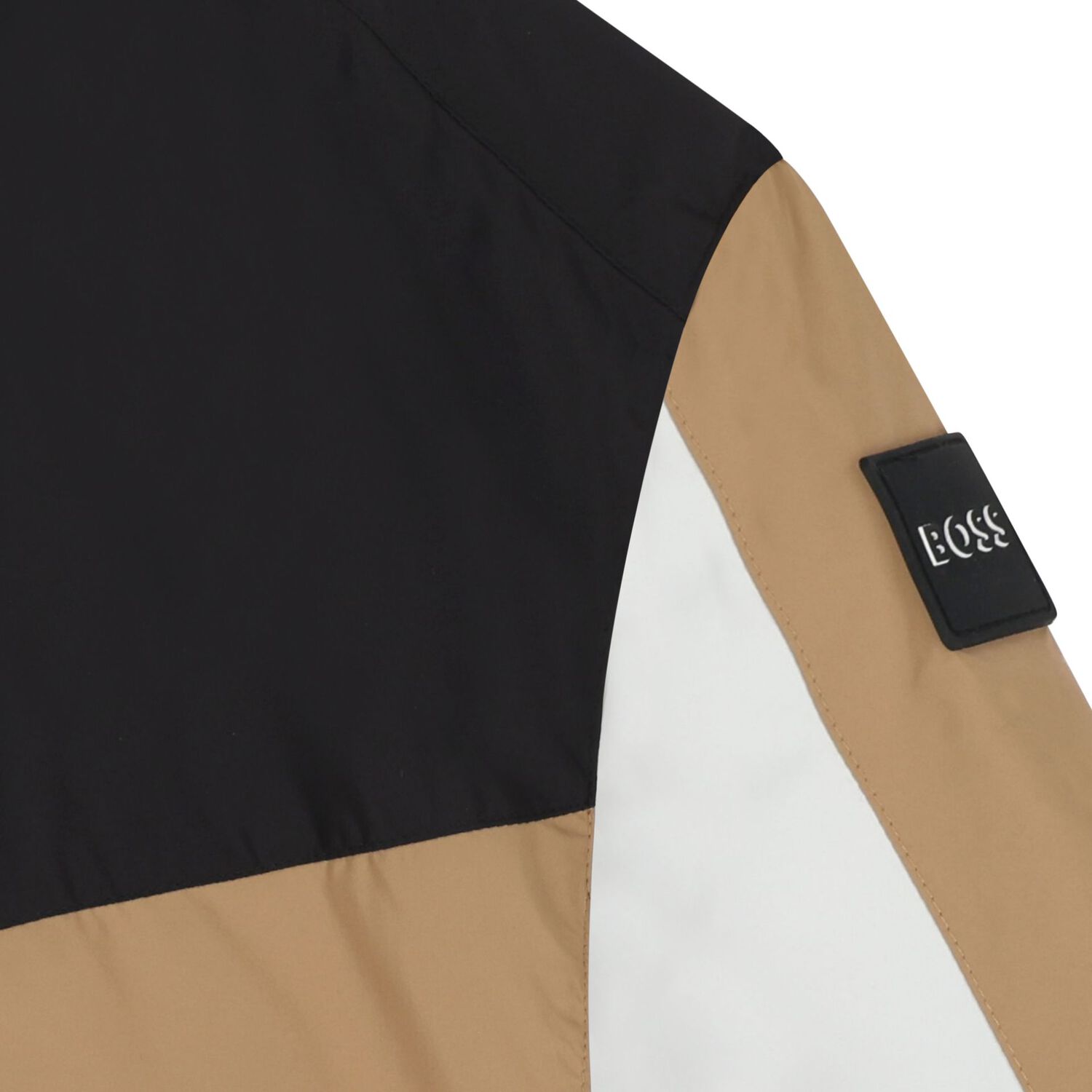 Boys Beige, Black & White Logo Windbreaker, 1, hi-res