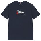 Boys Navy Blue Embroidered Logo T-Shirt, 1, hi-res