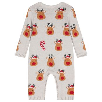Grey Reindeer Christmas Baby Romper