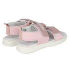 Girls Pink & White Logo Sandals, 1, hi-res