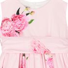 Girls Pink Bow Peony Dress, 1, hi-res