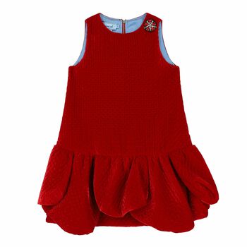 Girls Red Velvet Dress