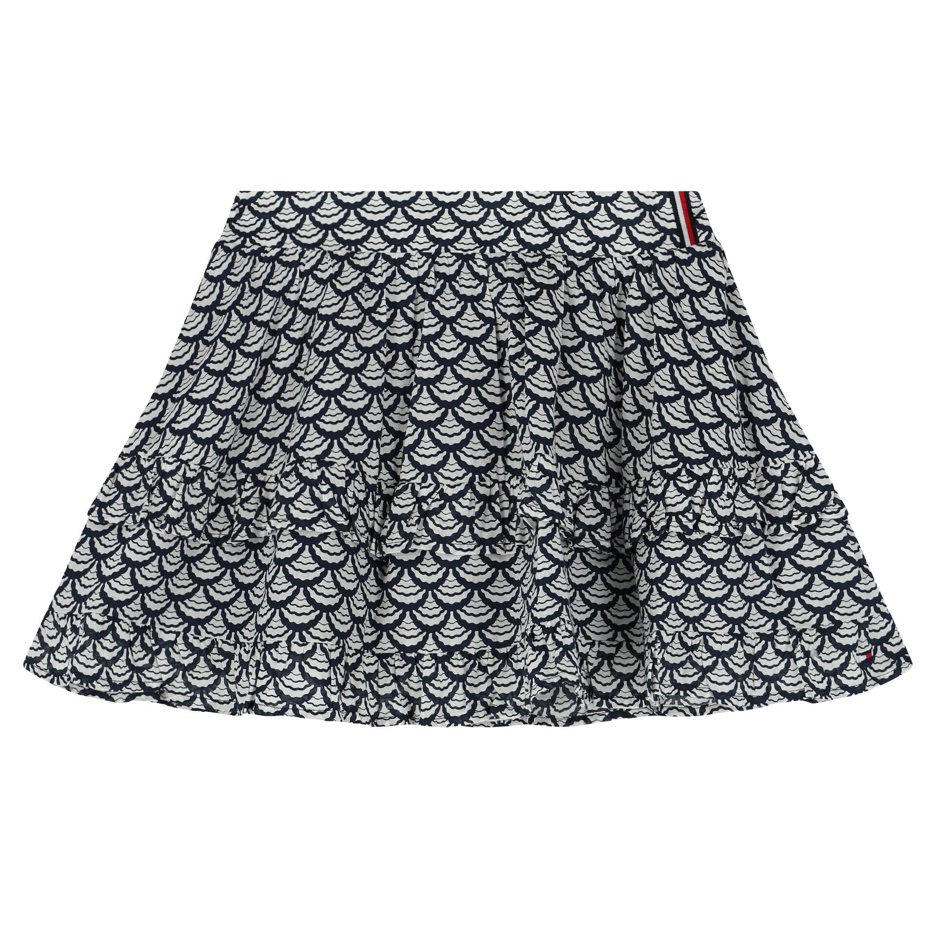 Tommy Hilfiger Girls Navy Blue Ivory Logo Skirt Junior Couture USA