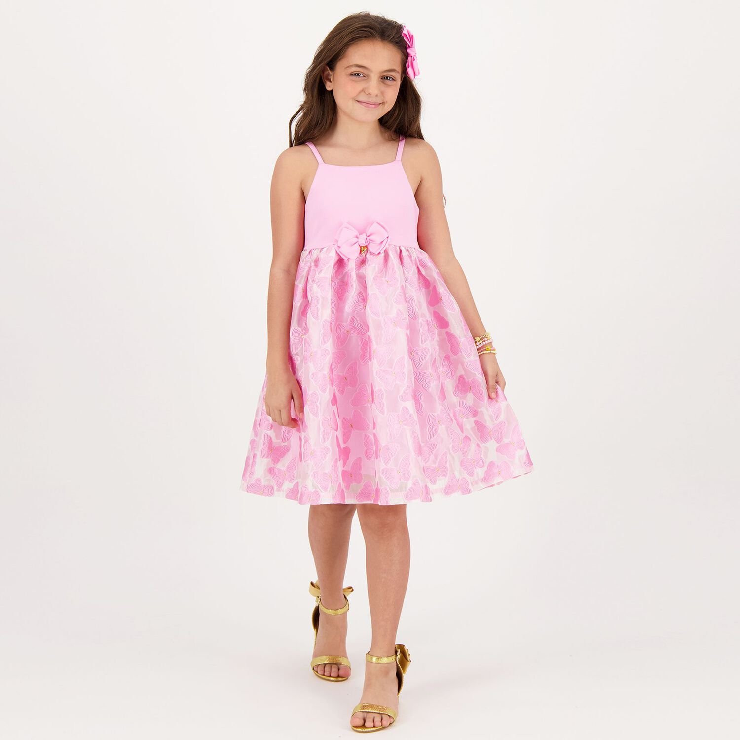 Girls Pink Butterfly Dress, 1, hi-res image number null