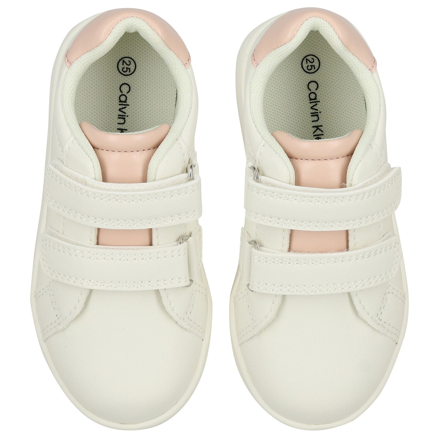 Girls White & Pink Logo Trainers , 1, hi-res
