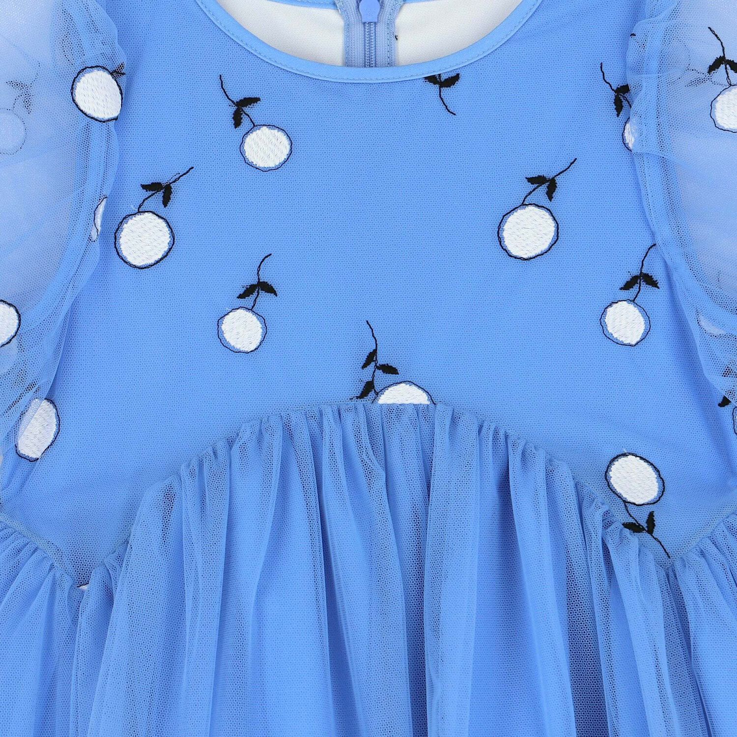 Girls Blue Embroidered Dress, 1, hi-res image number null