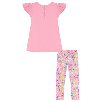 Girls Pink Logo Leggings Set