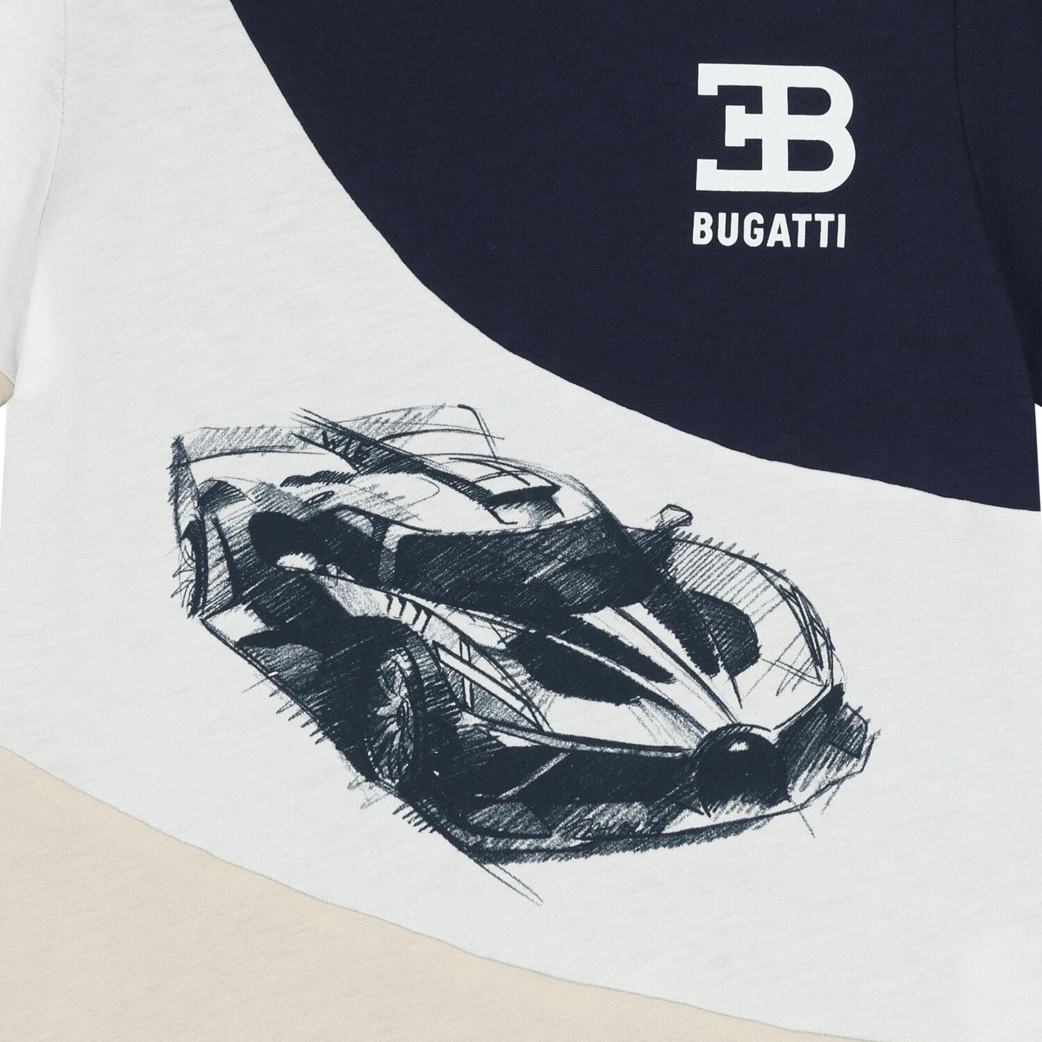 Boys Navy Blue, White & Beige Logo T-Shirt, 1, hi-res