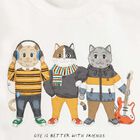 Younger Boys Ivory Cats Long Sleeve Top, 1, hi-res