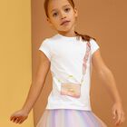 Girls White Logo Bag T-Shirt, 1, hi-res