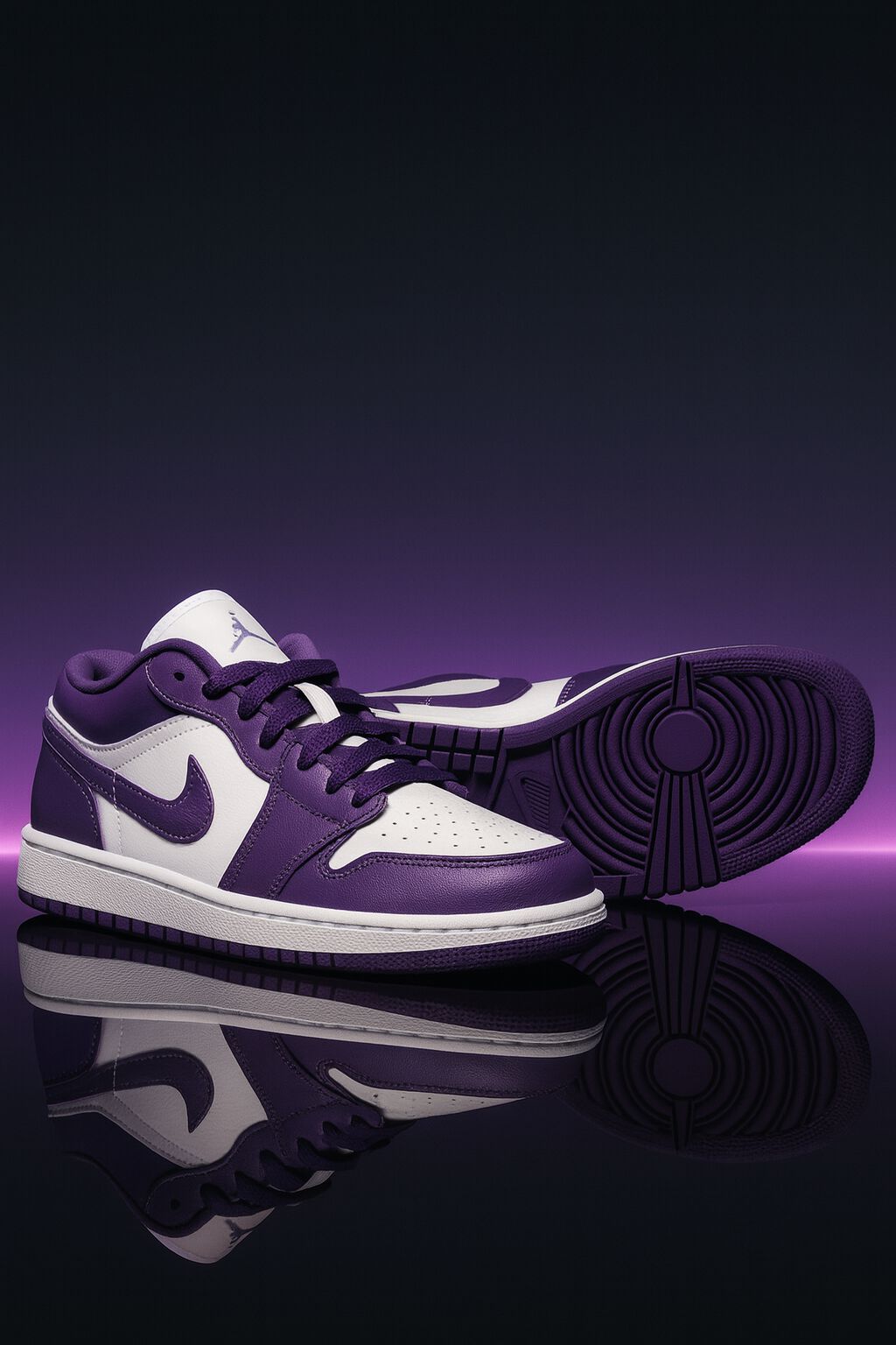 Nike Kids Girls Purple & White Air Jordan 1 Low Trainers | Junior