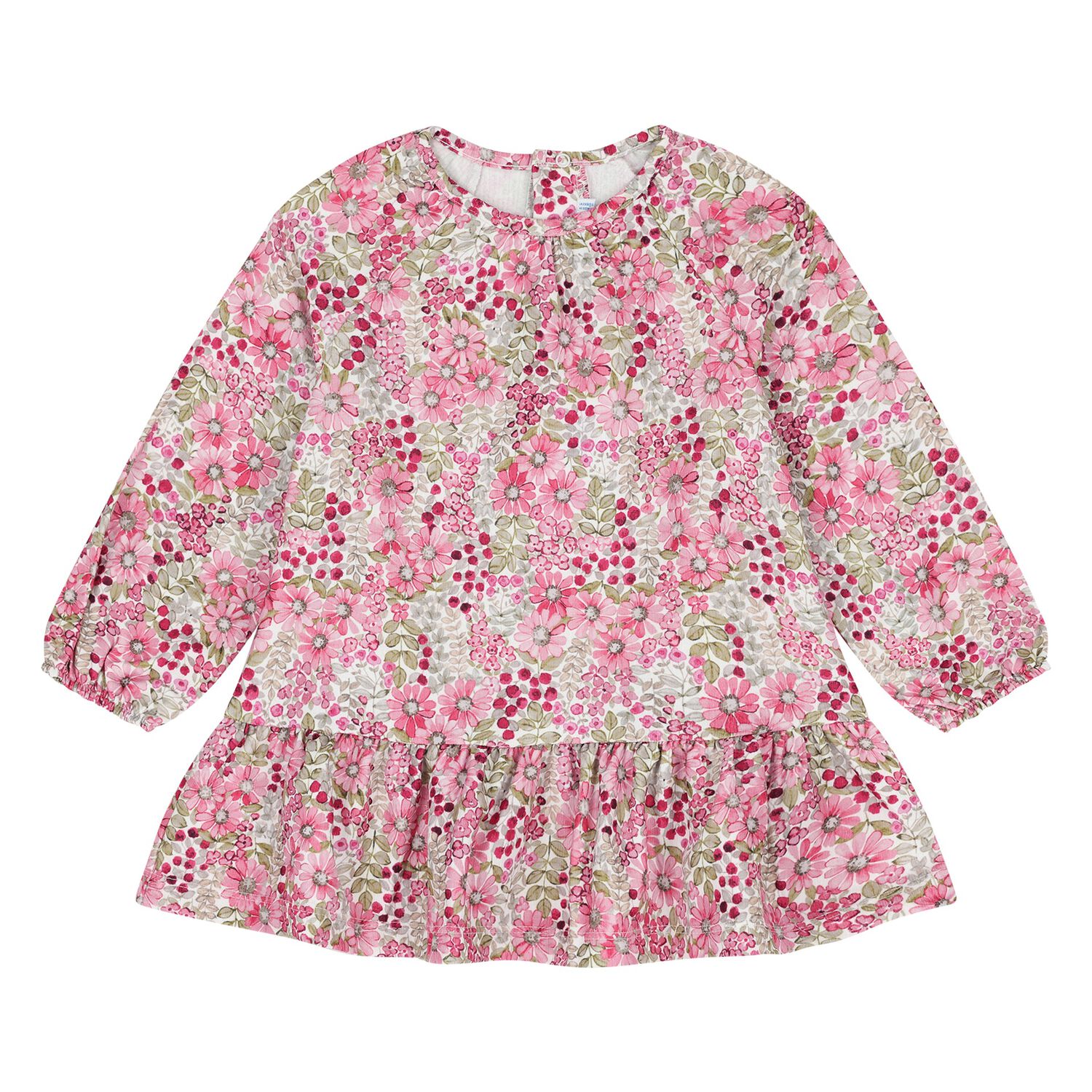 Younger Girls Pink Floral Dress, 1, hi-res