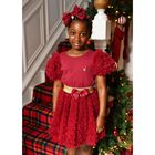 Girls Burgundy Tulle Sleeve T-Shirt, 3, hi-res