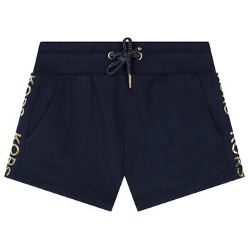 Girls Navy Blue Logo Shorts