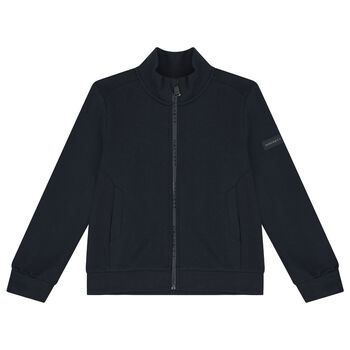 Boys Navy Blue Logo Zip Up Top