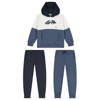 Boys Ivory & Blue Tracksuit Set ( 3 Piece )