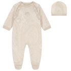 Beige Logo Paisley Knitted Babygrow Gift Set, 1, hi-res