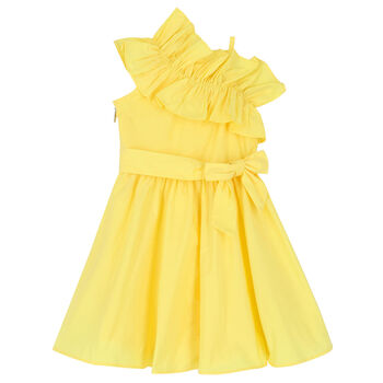  فستان مكشكش باللون الأصفر