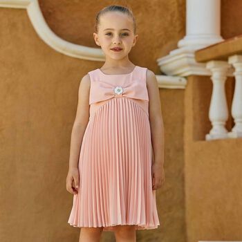 Girls Pink Bow Dress