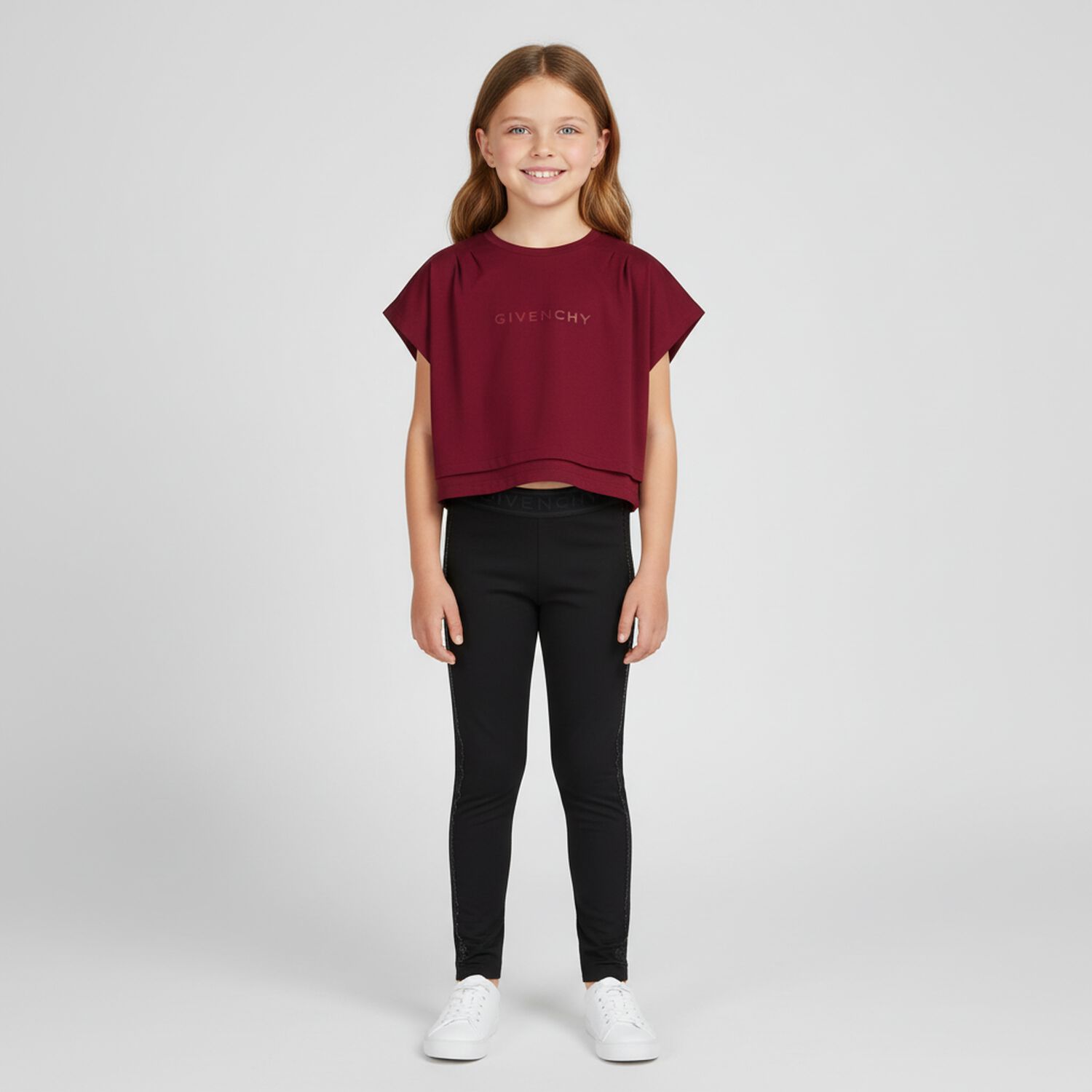 Girls Burgundy Logo T-Shirt, 1, hi-res