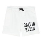 Boys White Logo Swim Shorts, 3, hi-res