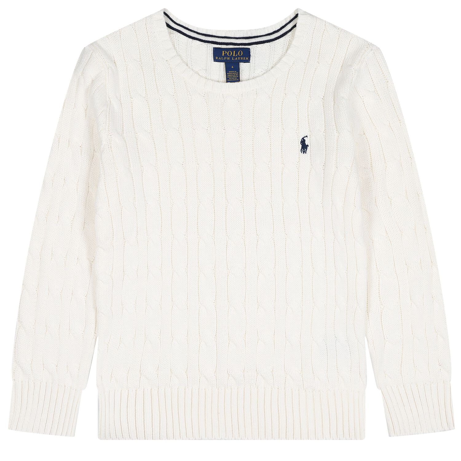 Boys Ivory Logo Cable Knit Jumper, 1, hi-res