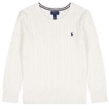 Boys Ivory Logo Cable Knit Jumper