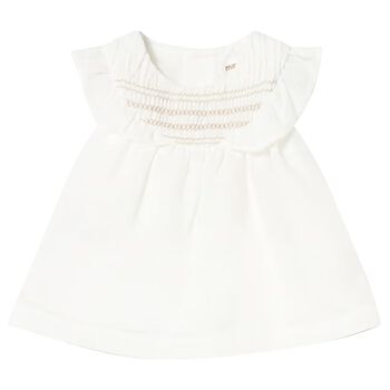 فستان بناتي عاجي اللون