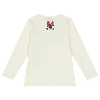 Girls Ivory Minnie Mouse Long Sleeve Top