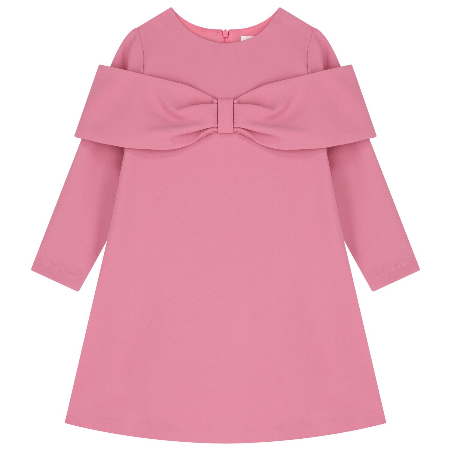 Girls Pink Bow Dress, 1, hi-res