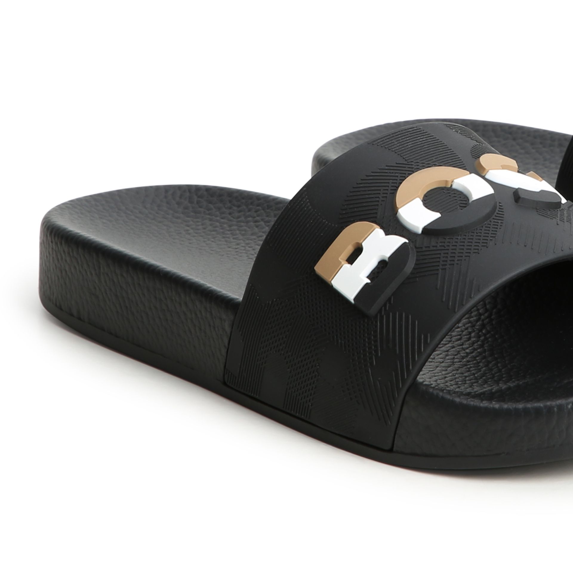 BOSS Boys Black Logo Sliders Junior Couture