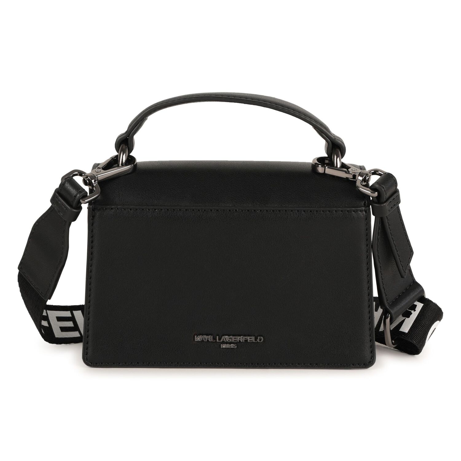 Girls Black Ikonik Karl Handbag, 1, hi-res