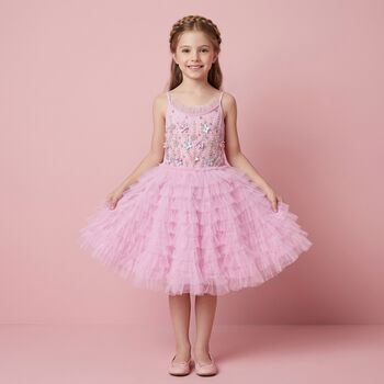 Girls Purple Embellished Tulle Dress