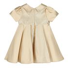 Baby Girls Gold Flower Satin Dress, 1, hi-res
